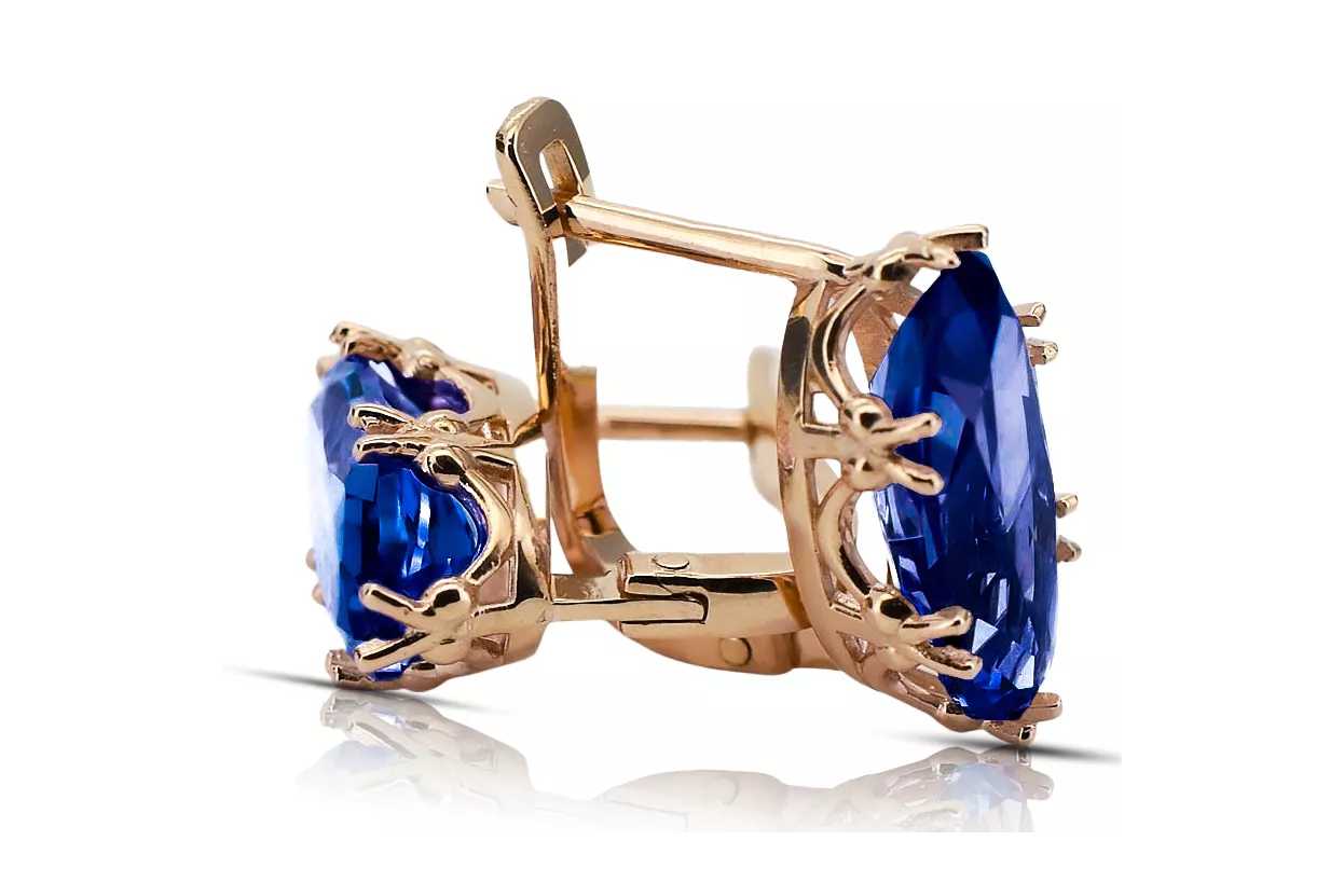 Earrings Sapphire Original Vintage 14K Rose Gold Vintage craft vec021r